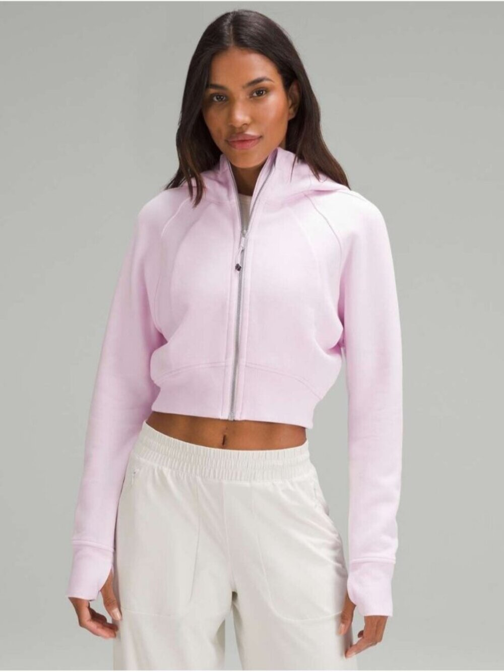 Lululemon Scuba Full-Zip Cropped Hoodie Meadowsweet Pink